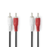 Nedis CAGL24200BK50 audio cable 5 m 2 x RCA Black