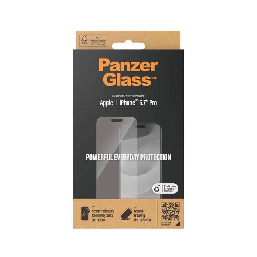 PANZERGLASS TIL IPHONE 15 PRO MAX, CLASSIC FIT