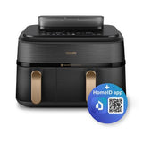 Philips 5000 series NA552/00 fryer Double 9 L Stand-alone 2750 W Hot air fryer Black, Gold