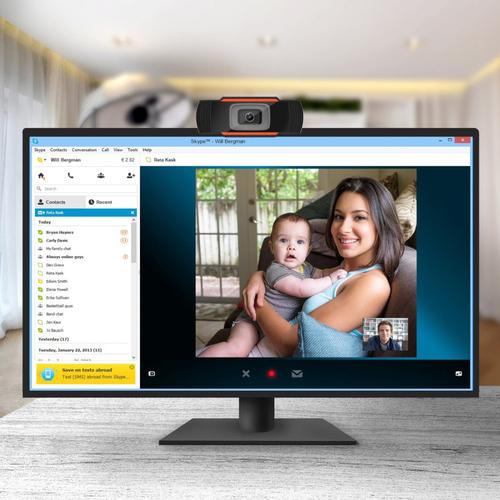 Platinet USB Webcam, 720p, Popular USB-A connection, Integrated Microphone, Noise Cancelling Microphone, Adjustable Clip Base, Black, Cable 1.5m, One Year Warranty, Box