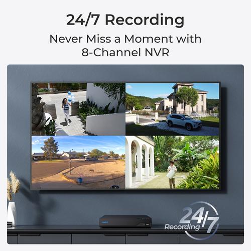 Reolink NVS8-5MB4 - 5MP Security Camera System, 8-Channel NVR with Built-in 2TB HDD, Person/Vehicle/Animal Detection