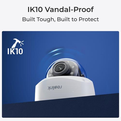 Reolink P437 - 4K Outdoor Camera, IK10 Vandal-Proof, PoE, 5X Optical Zoom, Color Night Vision, Smart Detection