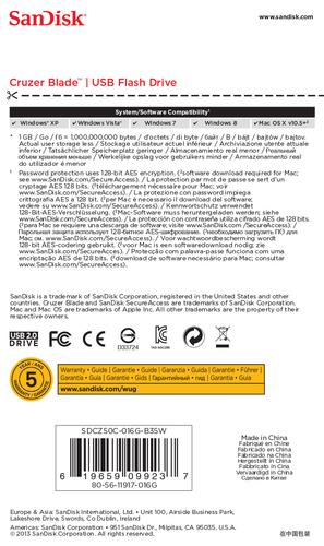 SanDisk Cruzer Blade USB-nøgle 16 GB USB Type-A 2.0 Hvid