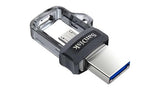 SanDisk Ultra Dual m3.0 USB flash drive 32 GB USB Type-A / Micro-USB 3.2 Gen 1 (3.1 Gen 1) Black, Silver, Transparent