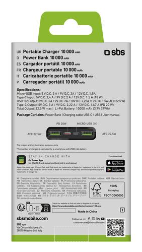 SBS TTBB10000FASTPD2 power bank 10000 mAh Black