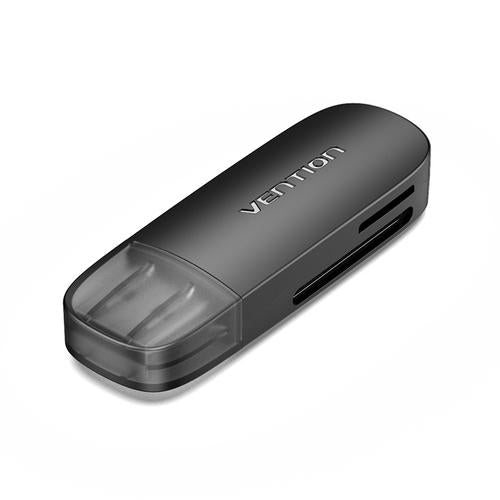 Vention 2-in-1 USB 2.0 A Card Reader(SD+TF) Black Single Drive Letter
