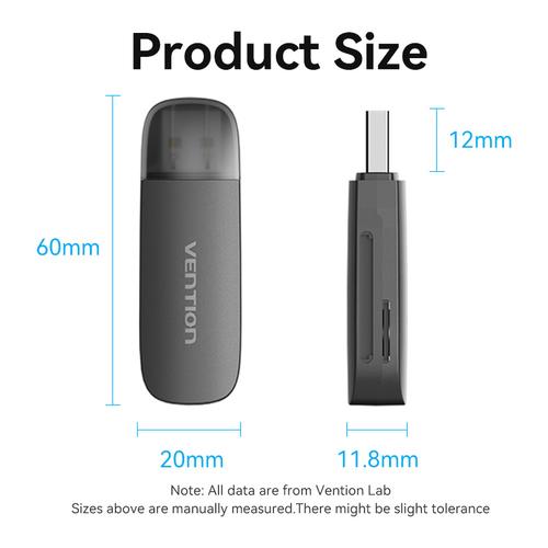 Vention 2-in-1 USB 2.0 A Card Reader(SD+TF) Black Single Drive Letter