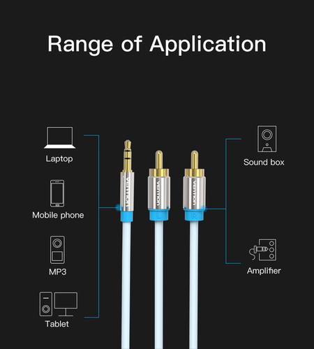 Vention BCFBH lydkabel 2 m 3.5mm TRRS 2 x RCA Sort