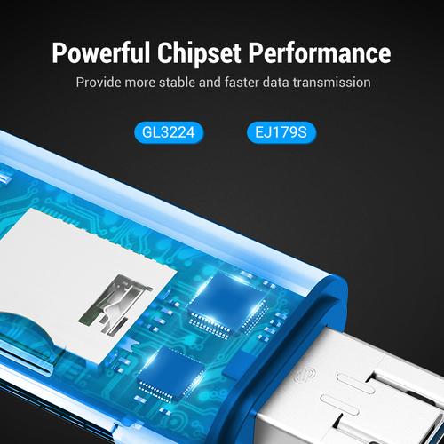 Vention USB3.0 Multi-function Card Reader Gray Metal Type