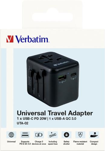 Verbatim 49544 power plug adapter Universal Black