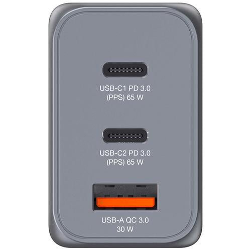 Verbatim GNC-65 GaN Charger 65W with 2 x USB-C PD 65W / 1 x USB-A QC 3.0 (EU/UK/US)