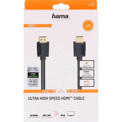 Kabel HDMI High Speed 8K 48Gbit/s Sort 3.0m