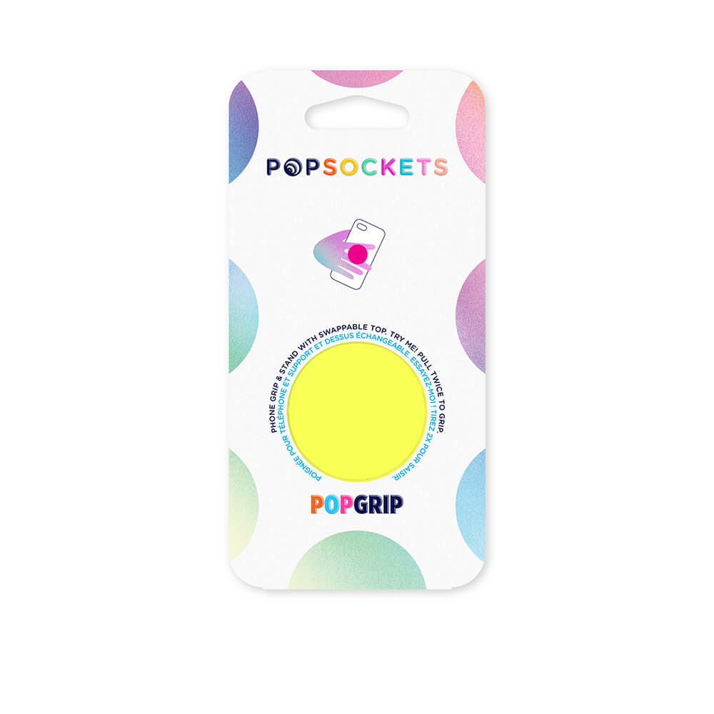 POPSOCKETS Neon Jolt Yellow Aftageligt Greb m. Standerfunktion