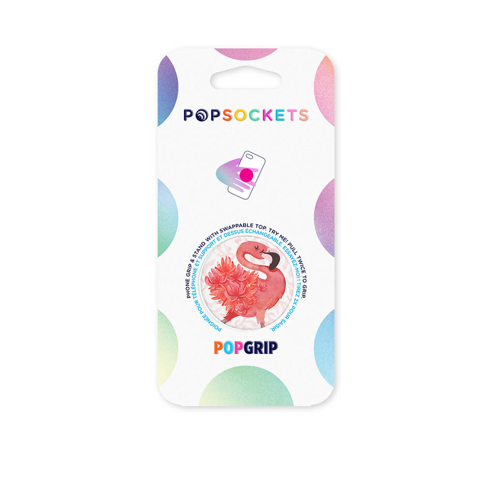 POPSOCKETS Flamingo a Go Go Aftageligt Greb m. Standerfunktion