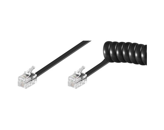 TELEFONRØR KABEL SPIRAL 2X RJ10 (4P4C) 1m