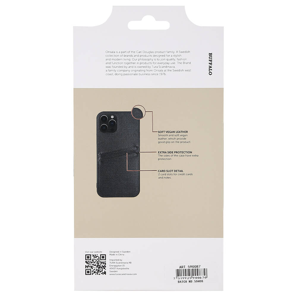 BUFFALO Backcover PU 2 card iPhone 12/12 Pro Black