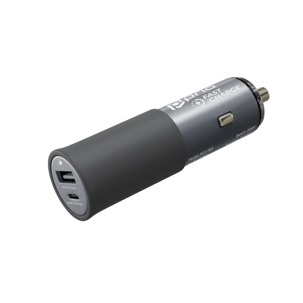 Prio Fast Charge Biloplader 100W PD (USB C) + 22,5W (USB A) sort