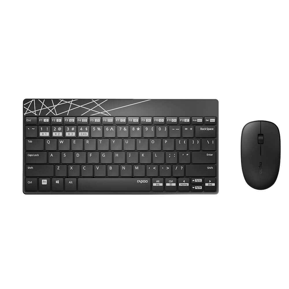 RAPOO Tastatur/Mus Sæt 8000M Multi-Mode Trådløs Sort