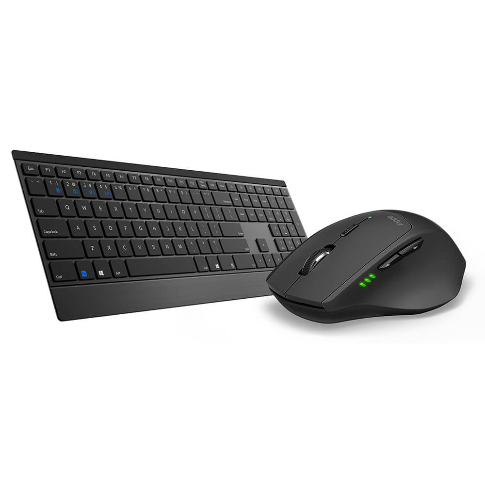 RAPOO Keyboard/Mus Nordisk Layout 9500M Multi-Mode Trådløs Sort