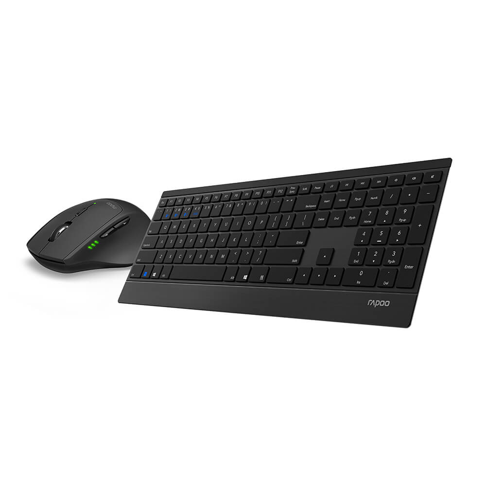RAPOO Keyboard/Mus Nordisk Layout 9500M Multi-Mode Trådløs Sort