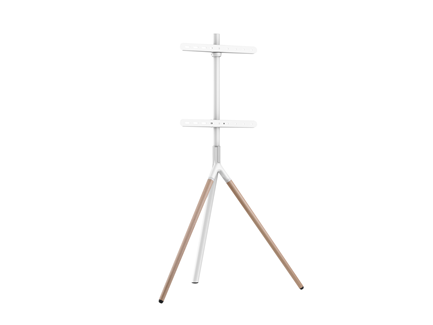 Sinox Tripod TV gulvstand med drejbar top. 45"-65". Lyst træ/hvid