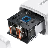 Baseus Kompakt hurtigoplader USB / USB Type C 20W 3A Strømforsyning Quick Charge 3.0 hvid (CCXJ-B02)